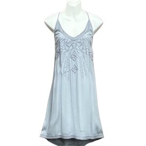 Charlie Jade grey bohemian sundress Medium crepe lined embroidered minimalist